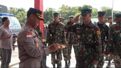 Foto : Perkokoh Sinergitas TNI-Polri, Kedatangan Satdik-1 Kodiklatal Kejutkan Polsek Bintan Utara