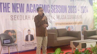 foto: Dr. H. Moh. Sulthon Amien, M.Sc, dalam acara The News Academic Session 2023-2024 di SAIM Surabaya, Sabtu (8/7) siang.