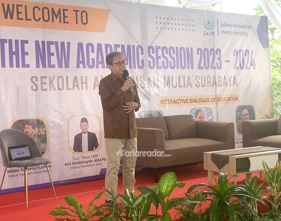 foto: Dr. H. Moh. Sulthon Amien, M.Sc, dalam acara The News Academic Session 2023-2024 di SAIM Surabaya, Sabtu (8/7) siang.