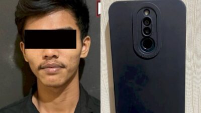 Satu pelaku yakni M.A.B (20) langsung pasrah ketika petugas kepolisian menghampiri pelaku saat main judi slot di Warung Kopi Bahenol di Jalan Sidoyoso 3 Nomer 1-A Kota Surabaya.