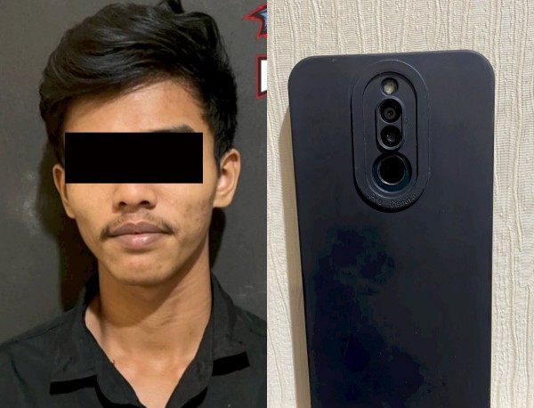 Satu pelaku yakni M.A.B (20) langsung pasrah ketika petugas kepolisian menghampiri pelaku saat main judi slot di Warung Kopi Bahenol di Jalan Sidoyoso 3 Nomer 1-A Kota Surabaya.