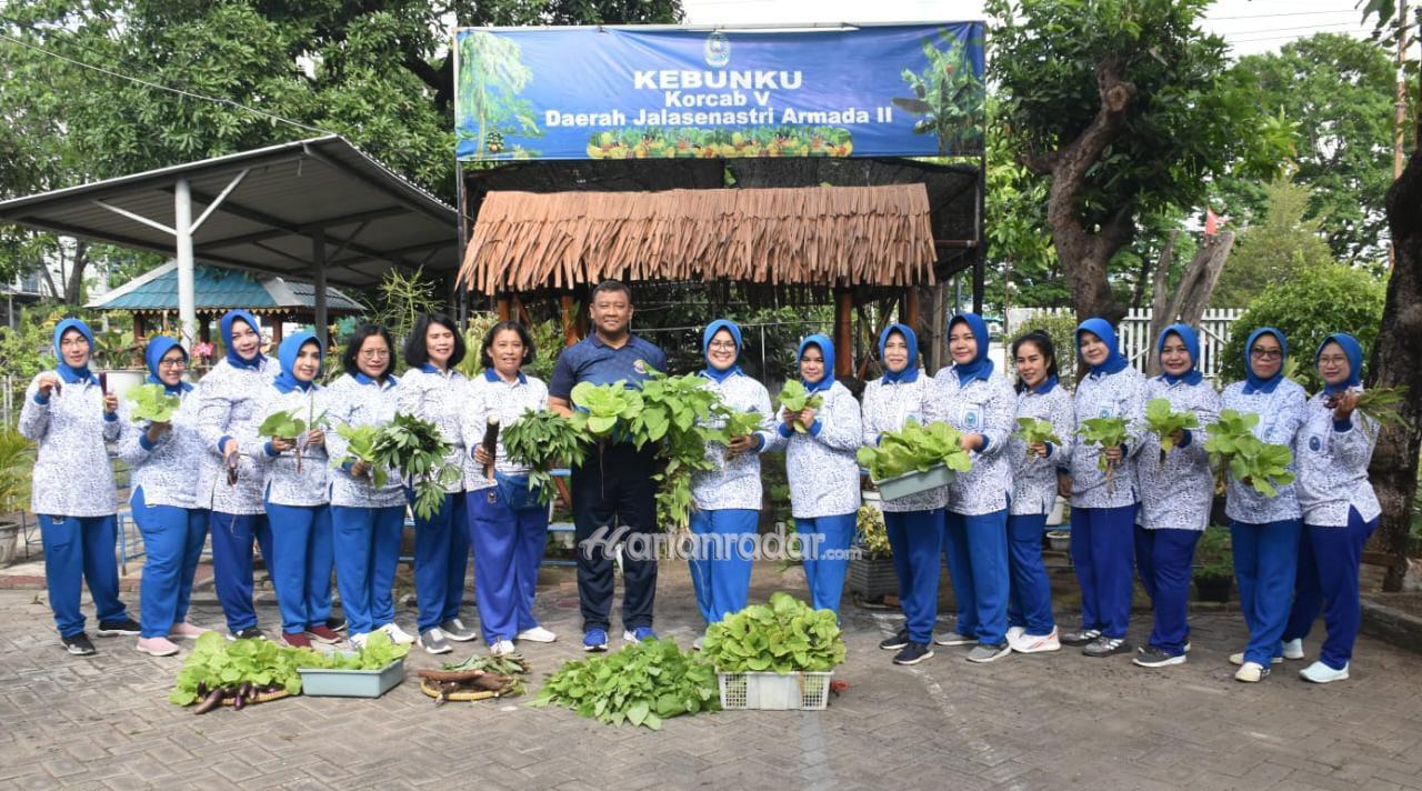 Foto : Danlantamal V Bersama Ketua Korcab V DJA II Pimpin Panen Hidroponik dan Ikan Patin