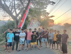 Sambut HUT NKRI Ke-78 Pemuda Desa Telang Bersih-bersih dan Pasang Bendera Merah Putih