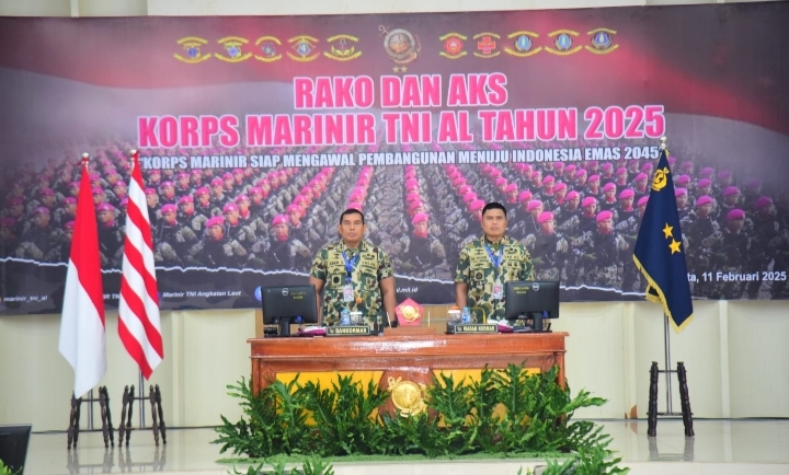 Foto : Dankodikmar Bersama Danpuslatmar Kodiklatal Ikuti Rako dan AKS Korps Marinir 2025