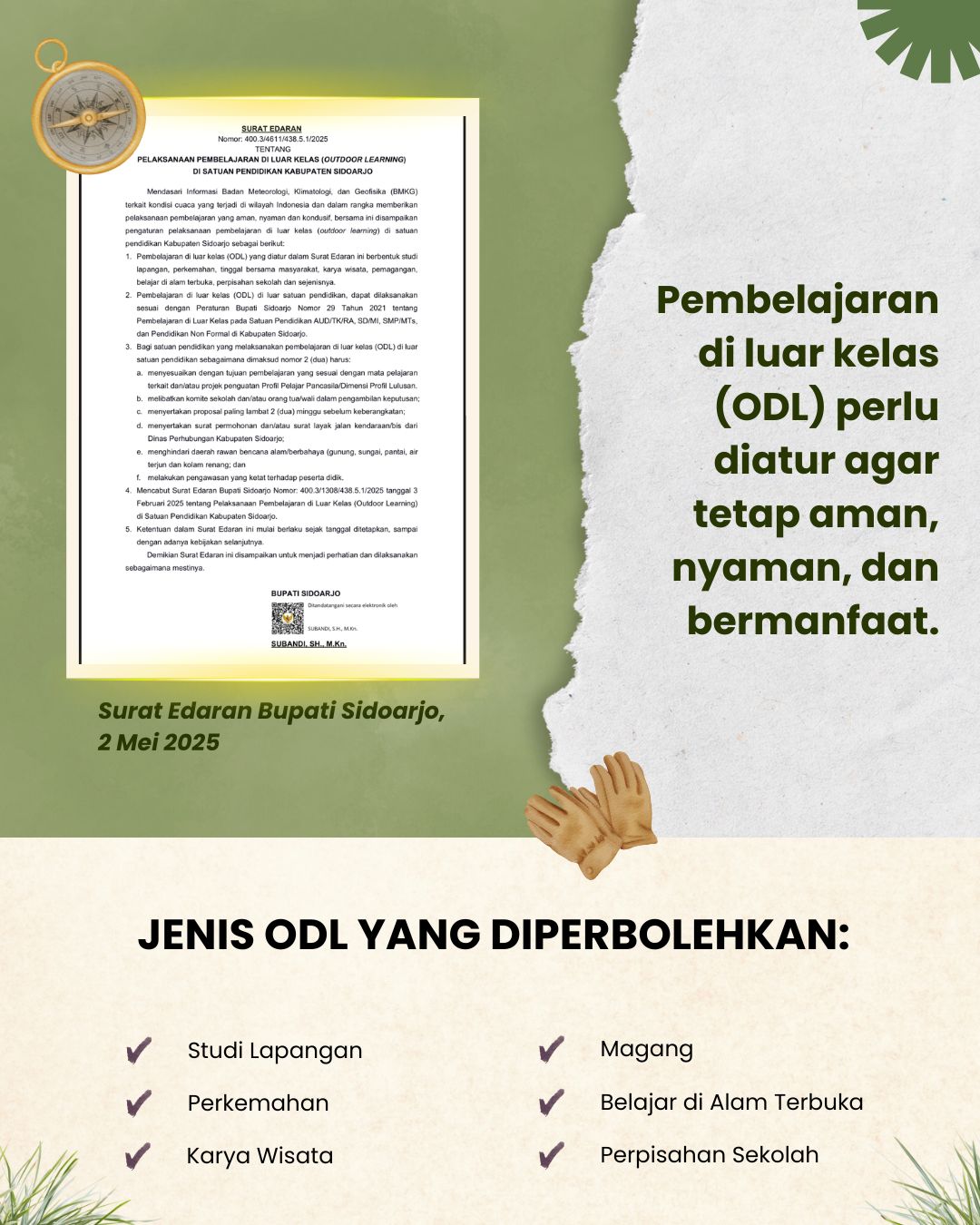 Sekolah Boleh Adakan Outdoor Learning (ODL) Lagi, Bupati Subandi Minta Tetap Utamakan Keselamatan Anak Didik