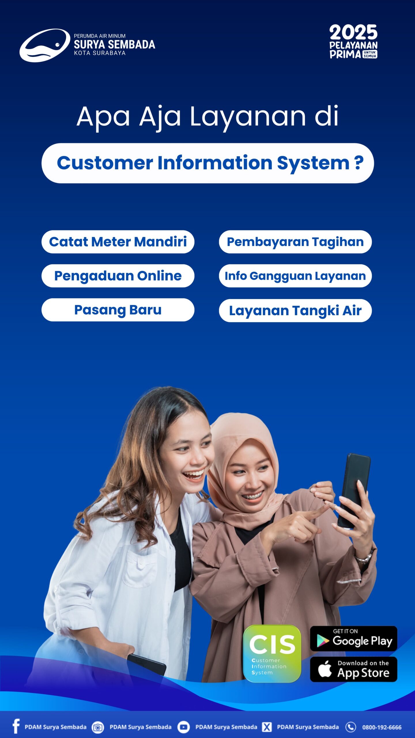 Keterangan Foto: Aplikasi: “CIS PDAM Surya Sembada” (playstore/appstore)
