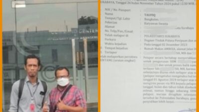Keterangan Foto: Taufiq (Korban) sebelah kiri didampingi Pengacaranya