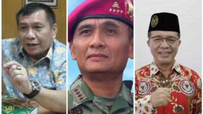 Dari kiri ke kanan : Djoko Sungkono, Laksamana TNI (Purn) Sumardjono dan H.Indra Utama