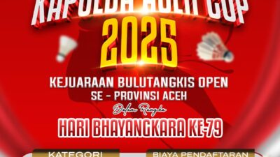 Keterangan Gambar: Kejuaraan Badminton Kapolda Aceh Cup 2025 Segera Digelar, Total Hadiah Rp60 Juta
