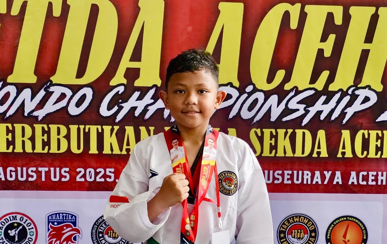 Keterangan Gambar: Alif Ramadhan Raih Medali Perunggu di Kejuaraan Taekwondo Piala Sekda Aceh 202