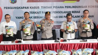 Polisi Berhasil Ungkap Beras Oplosan Sehari Produksi 14 Ton Pemilik Pabrik di Sidoarjo Jadi Tersangka