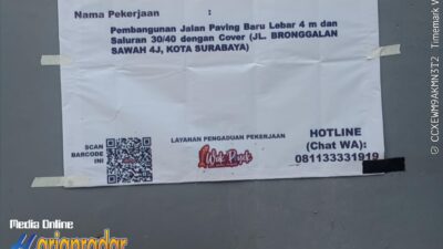 Papan Nama Proyek Jalan Bronggalan Sawah 4J Surabaya