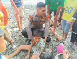 Aksi Cepat Personel Polres Aceh Selatan Selamatkan Anak Tenggelam di Laut