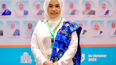 Lindawati Ismail usai dilantik dan dikukuhkan menjadi Ketua Pengurus Daerah Badan Kontak Majelis Taklim (BKMT) Aceh Tamiang masa jabatan 2024-2029