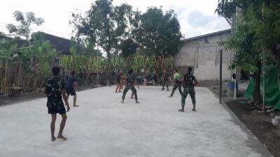 Lapangan Voli TMMD Kodim 0816/Sidoarjo di Desa Kedondong Hampir Rampung, Warga Antusias Menyambut Fasilitas Baru