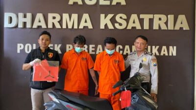 Unit Reskrim Polsek Pabean Cantikan berhasil meringkus dua pelaku pencurian sepeda motor Honda Beat