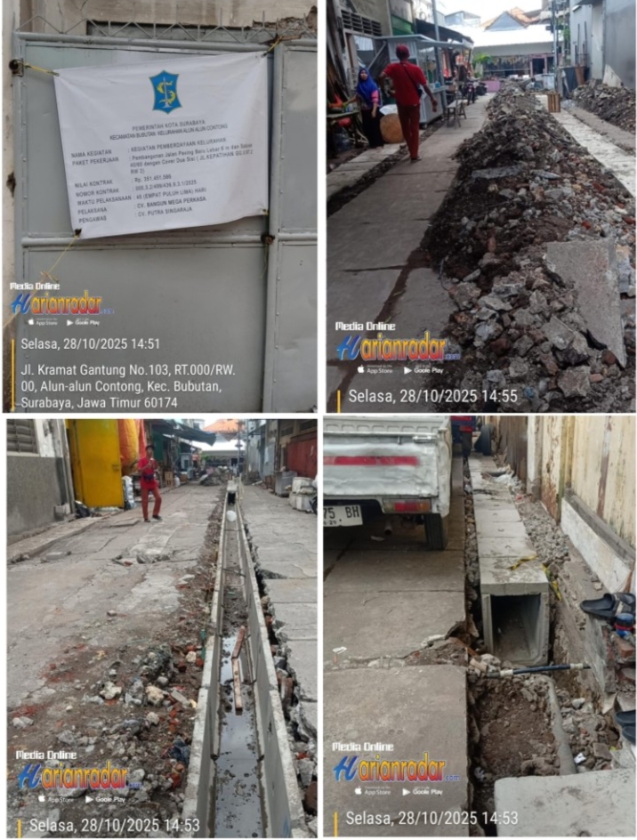 Foto : Papan Nama, Tumpukan Bekas Galian Tanah, U-ditch Belum ada Cover