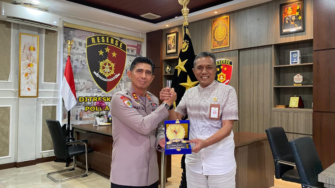 Kapolda Aceh Irjen Pol. Marzuki Ali Basyah menerima audiensi dari Komisi Nasional Hak Asasi Manusia Republik Indonesia (Komnas HAM RI) Perwakilan Aceh yang dipimpin Kepala Sekretariat Sepriady Utama