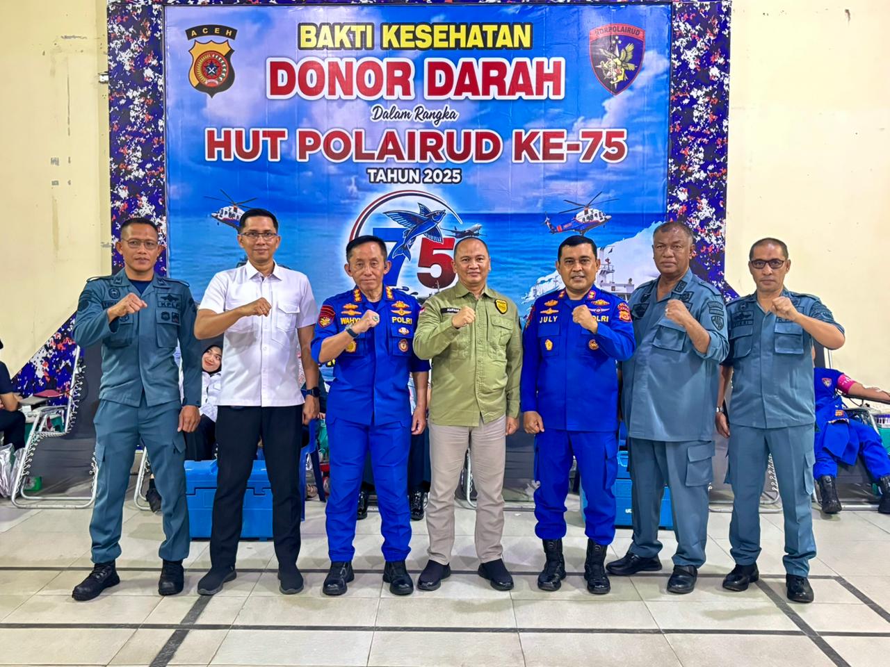 Direktorat Kepolisian Perairan dan Udara (Ditpolairud) Polda Aceh menggelar kegiatan bakti kesehatan (Bakkes) berupa donor