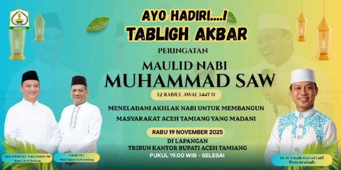Ustadz Das'ad Latif Isi Tabligh Akbar Maulid Nabi 2025 Aceh Tamiang