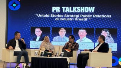 PR Talkshow dan peluncuran buku “Untold Stories: Strategi Public Relations di Industri Kreatif”, yang diselenggarakan Program Studi Ilmu Komunikasi Universitas Bakrie dan Satkaara Academy