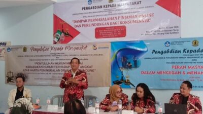 Keterangan foto : Penyuluhan ini menghadirkan tim dosen Fakultas Hukum UWKS: Dr. Agam Sulaksono, S.H., M.H., Septiana Prameswari, S.H., M.H., serta Hanung Widjangkoro, S.H., M.H.