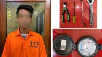 Seorang pelaku pencurian meteran air milik PDAM yang meresahkan warga.