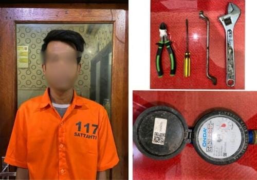 Seorang pelaku pencurian meteran air milik PDAM yang meresahkan warga.