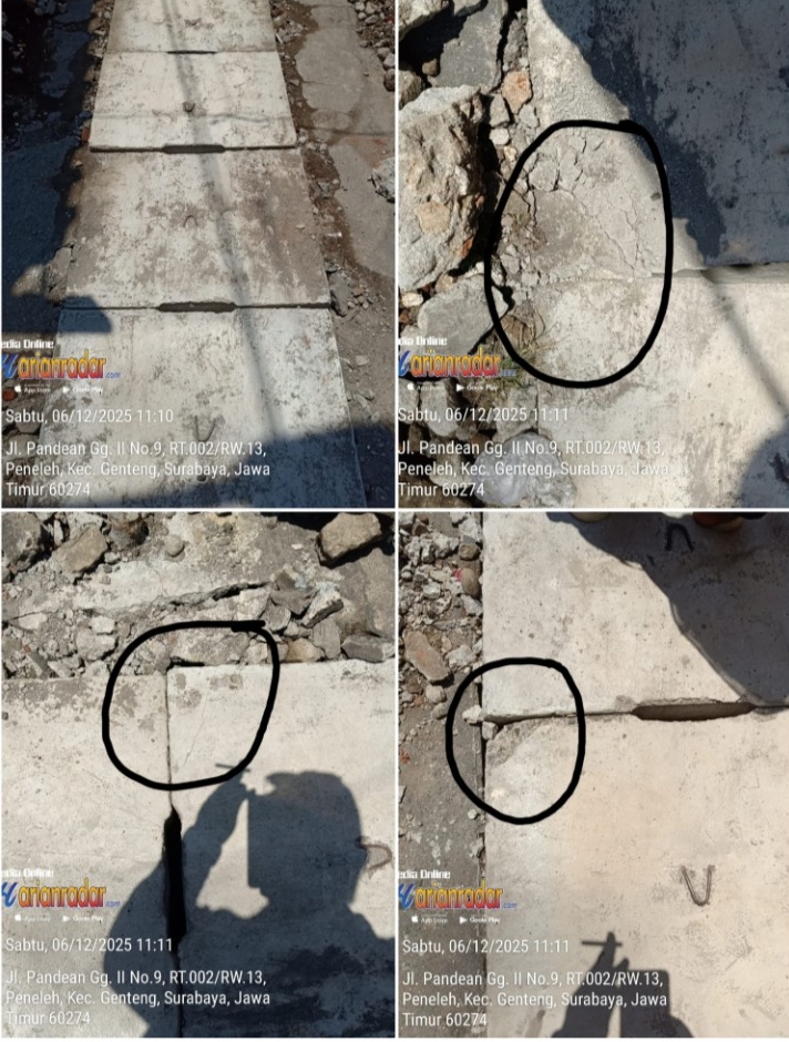 Keterangan Foto: Cover U-ditch Retak/Pecah, Pemasangan U-ditch tidak rata