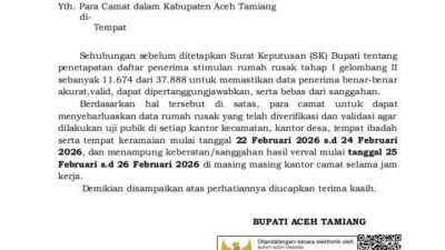Pemerintah Kabupaten Aceh Tamiang melaksanakan uji publik terhadap daftar calon penerima stimulan rumah rusak Tahap I Gelombang II