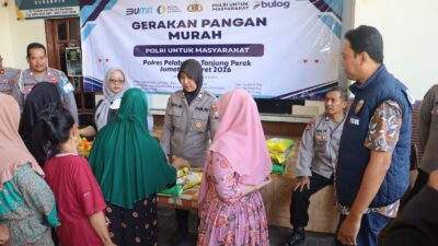 Polres Pelabuhan Tanjung Perak menyelenggarakan Gerakan Pangan Murah (GPM) Kegiatan yang dipusatkan di Balai RW 06 Tambak Asri Surabaya