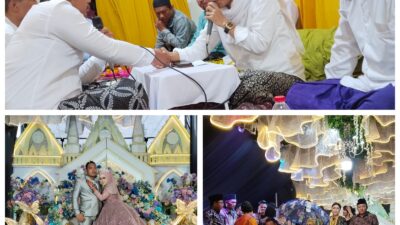 H. Muhajjah Zubair dengan Istri Hj. Fadilah menikahkan adik kandung Hasnia dan Imam Bukhori menjadi pasangan samawa