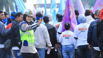 Hari Buruh Internasional atau May Day yang digelar di kawasan Monas, Jakarta