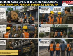 Diduga Tanpa Izin, Proyek Penarikan Kabel Optik XL di Gubeng Dihentikan Satpol PP Kota Surabaya