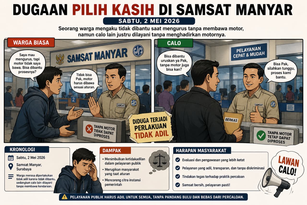 Gambar ilustrasi: Dugaan Perlakuan Tebang Pilih di Samsat Manyar Surabaya