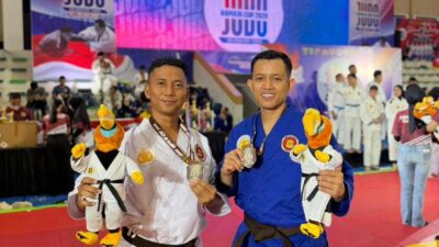 Prestasi ditorehkan 2 personel Polres Ngawi Ajang Nasional Kejuaraan Judo dan Bela Diri Polri Kapolri Cup 2026 Bripka Eko Arif Susilo dan Brigadir Satrio Aji Pawenang.