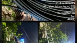 5 pekerja melakukan penarikan kabel fiber optik iForte