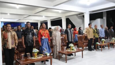 Lepas Sambut Kapolres Langsa dari AKBP Mughi Prasetyo Habrianto S.I.K. kepada AKBP Hyrowo S.I.K. di Pendopo Wali Kota Langsa