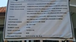 Jabatan Lurah Diduga Merangkap Pimpinan Proyek di Papan Informasi Pokmas Balongsari Kompak