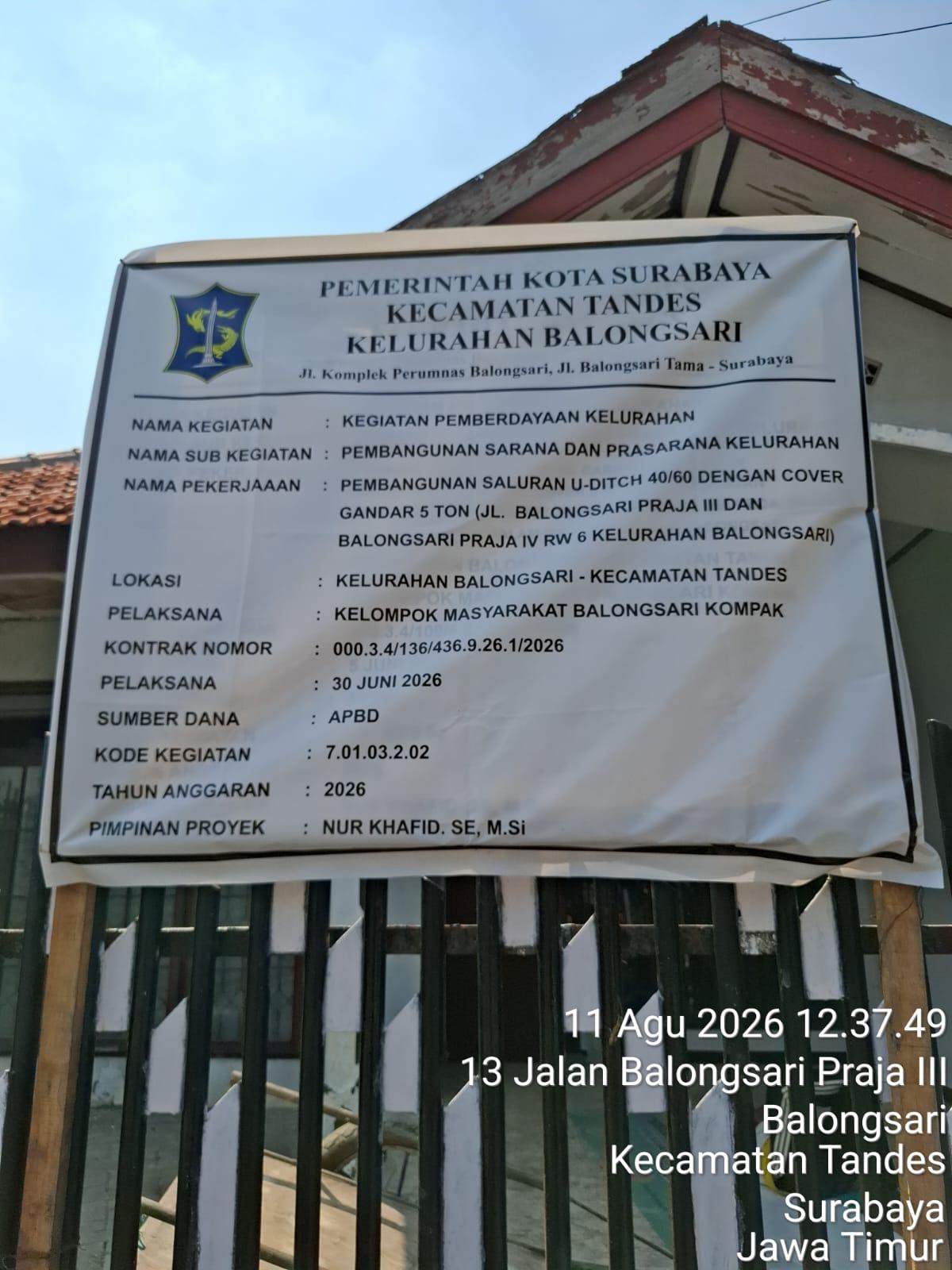 Jabatan Lurah Diduga Merangkap Pimpinan Proyek di Papan Informasi Pokmas Balongsari Kompak