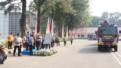 Polri menggelar Apel Gelar Pasukan dalam rangka penanganan Kebakaran Hutan dan Lahan (Karhutla) Tahun Anggaran 2026