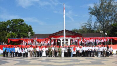 Pawai Kirab Bendera Merah Putih dalam rangka HUT ke-81 Kemerdekaan Republik Indonesia yang digelar Pemerintah Kota Langsa