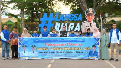 Wali Kota Langsa Jeffry Sentana Lepas Kontingen O2SN Tingkat Nasional Tahun 2026 ke Jawa Barat