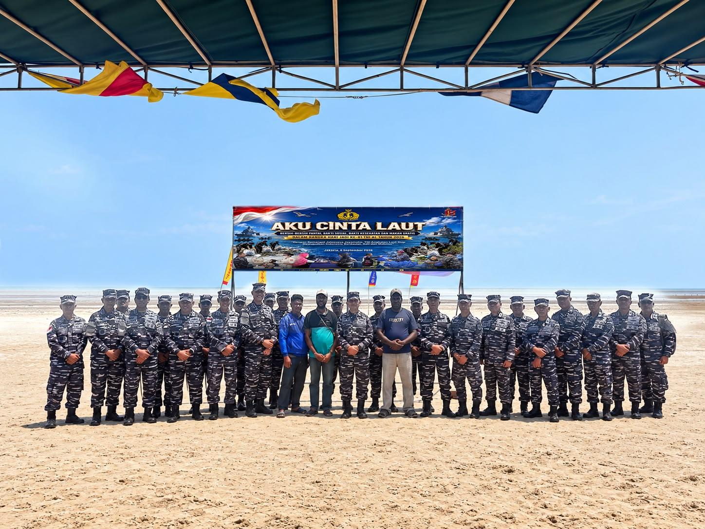 Dalam rangka memperingati Hari Ulang Tahun ke-81 TNI Angkatan Laut, Kodaeral XI melaksanakan kegiatan bersih-bersih pantai, bakti sosial