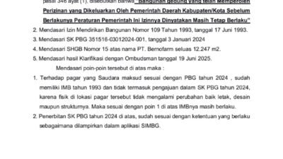 Dokumen Surat Jawaban Dinas P2CKTR Sidoarjo Nomor: 000/40/438.5.4/2026 tertanggal 8 Januari 2026