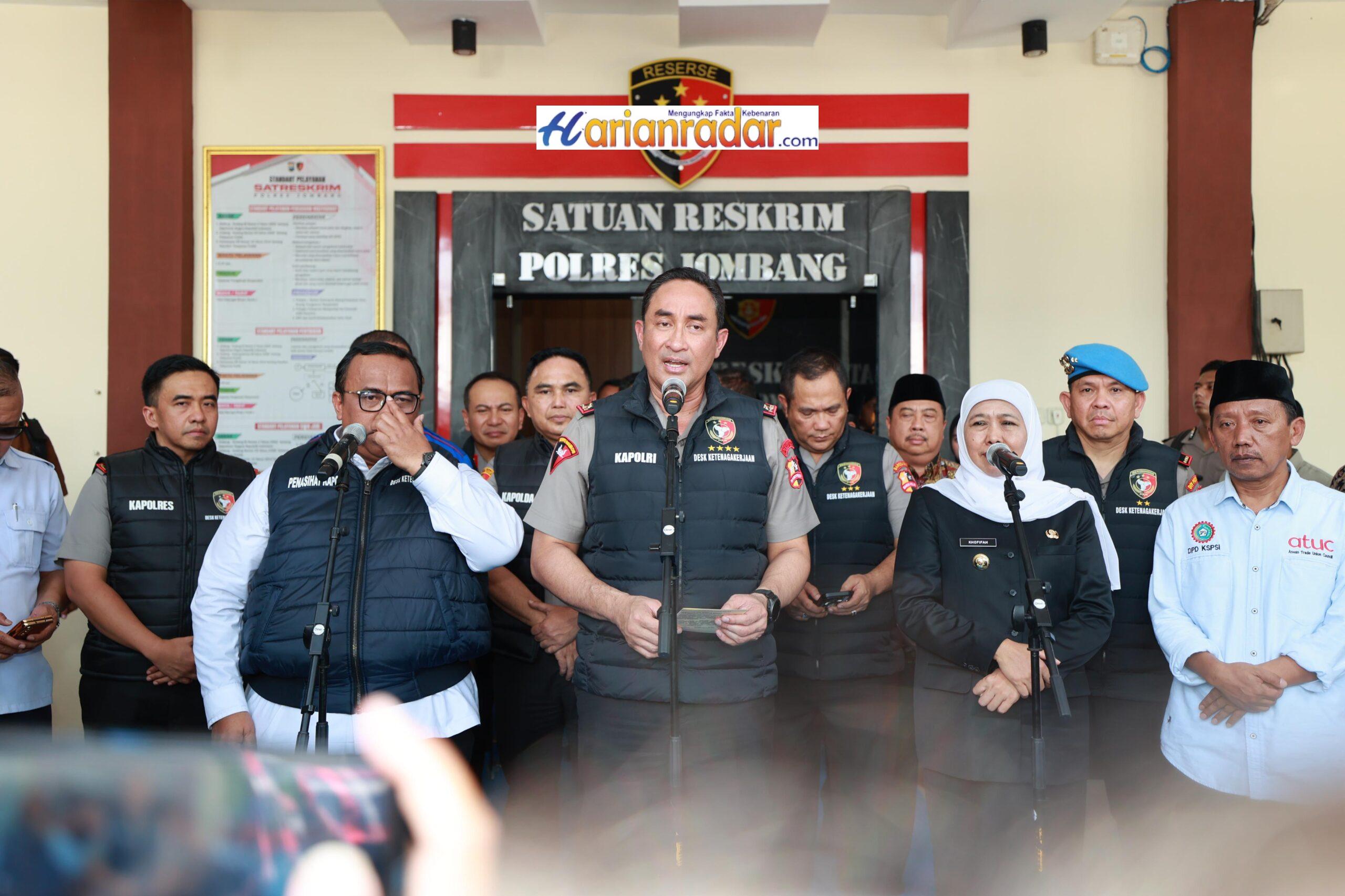 Kawal Hak Pekerja, Kapolri Resmikan Desk Ketenagakerjaan Polri Tingkat Polres di Jombang