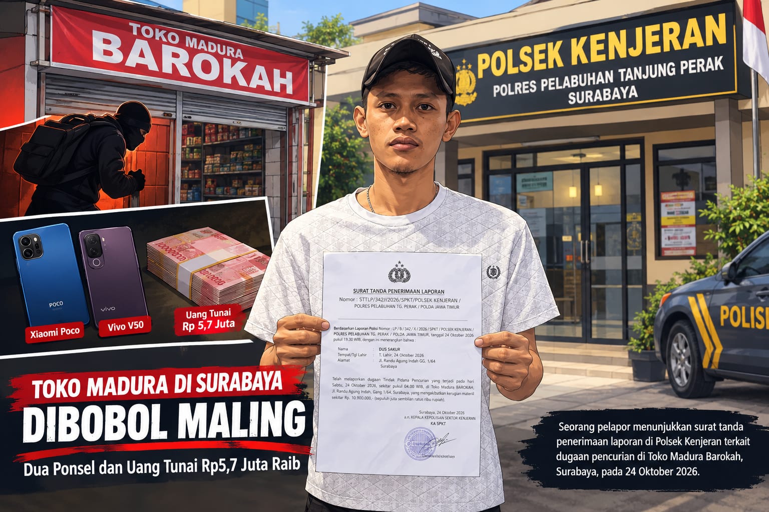 Toko Madura Barokah Dibobol Maling