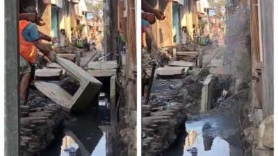 Proyek U-Ditch Bulak Banteng Patriot: Pekerja Sengaja Ciptakan Ombak Muncratkan Air Comberan ke Rumah Warga